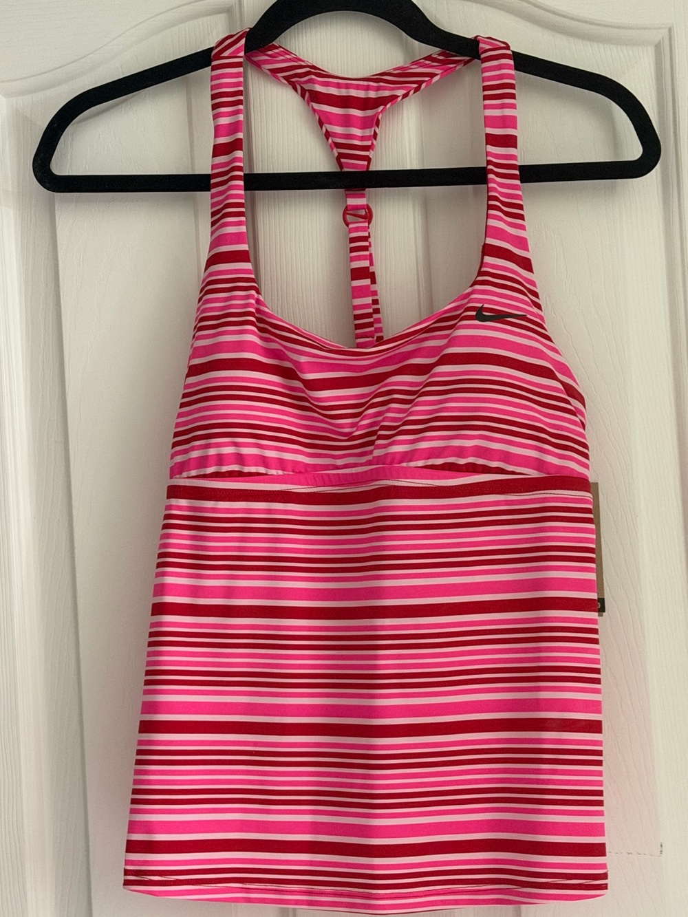 NWT Nike Ladies Swim Tank.Red/Pink/White stripes.Medium. Org$66 NOW $28